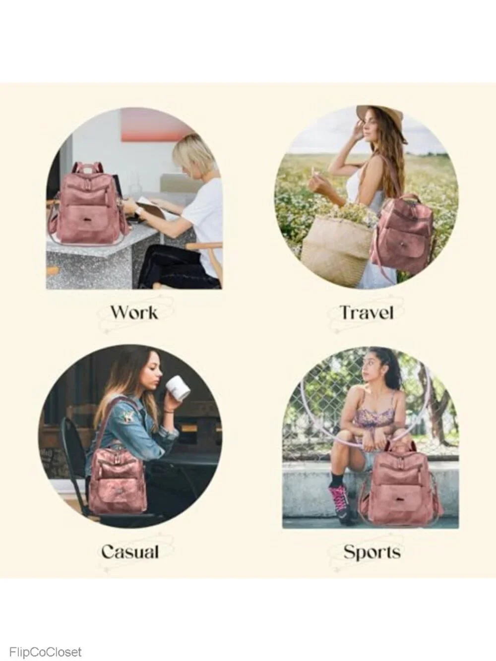 Women's Faux Leather Convertible Backpack Purse Anti-Theft